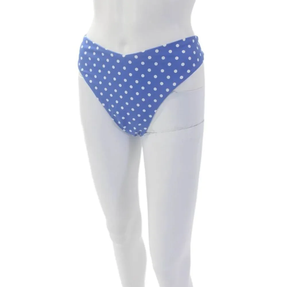 Weworewhat Womens Polka Dot High Cut Pull On Bikini Bottoms Blue Size XL